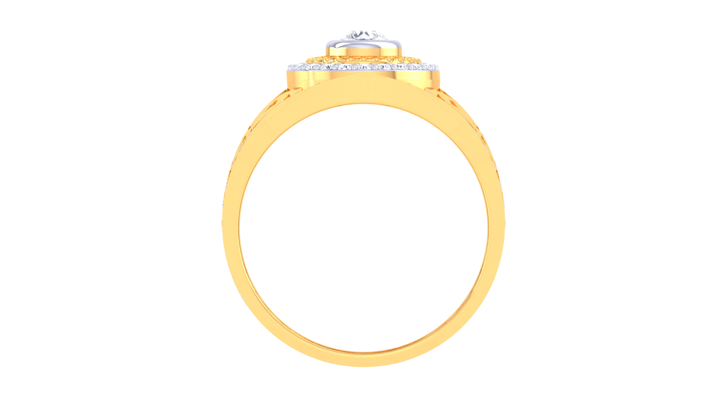 Trilune Royal Sunburst – 0.76 Ct luminous Round Diamond Gold Ring