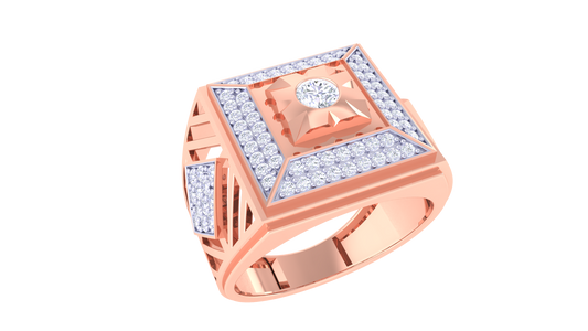 Iconique Radiance Carrée – 0.74 Ct Round Diamond Gold Ring