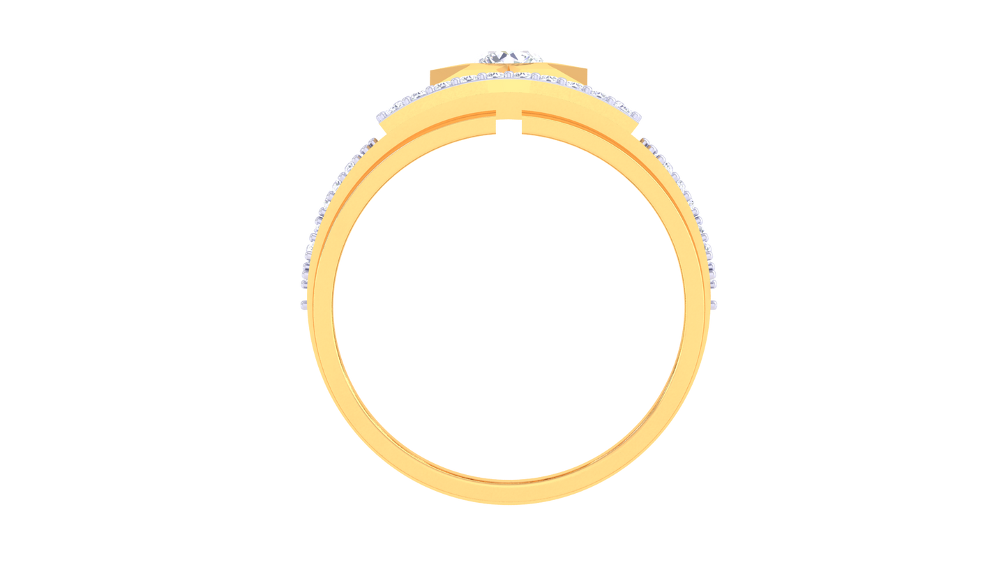 Iconique Aura Quadrant – 0.9 Ct Round Diamond Gold Ring