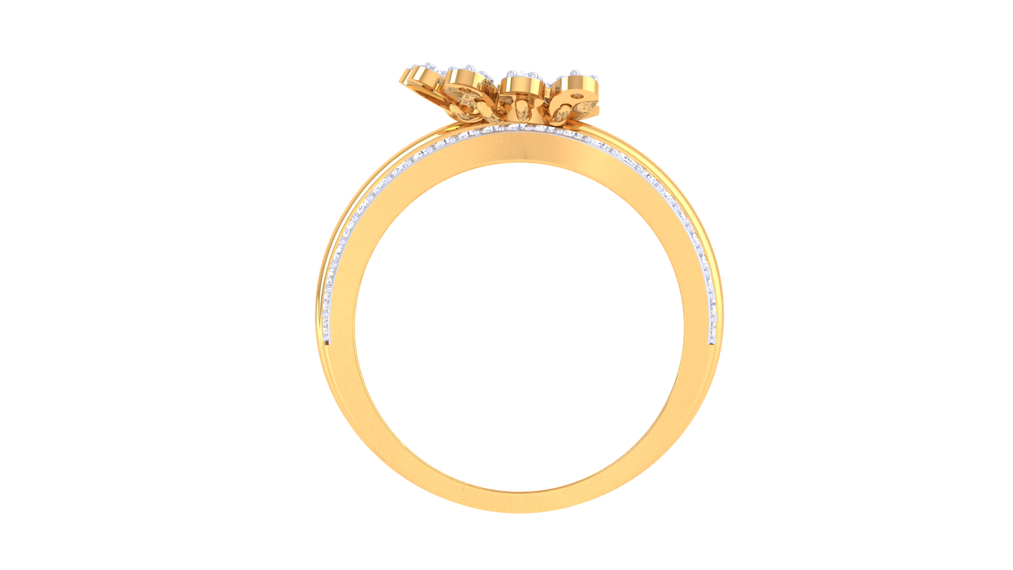 Eclat Peacock Plume Ring In Gold – 0.53 Ct Diamonds Elegance