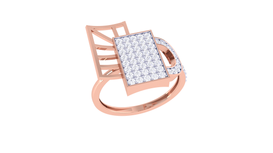 Lumiere Radiant Grid Gold Ring – 0.45 Ct Round Diamond