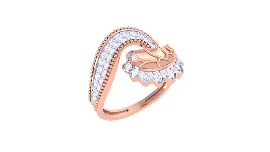 Lumiere Rose Bloom Ring in Yellow Gold – 0.40 Ct Pavé Set Diamonds Like Morning Dew