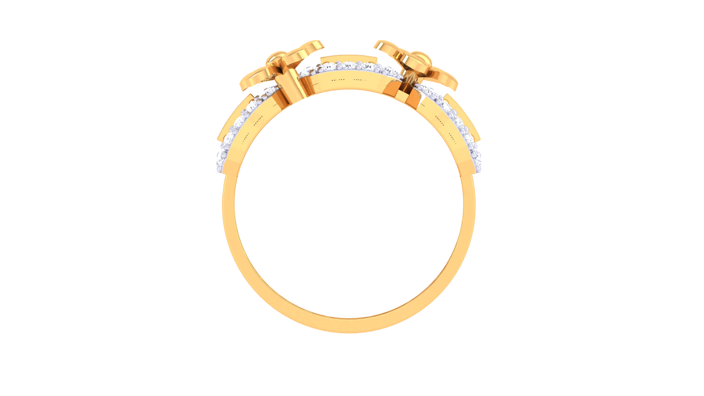 Lumiere Floral Geometry Ring In Gold – 0.84 ct Dazzling Diamonds