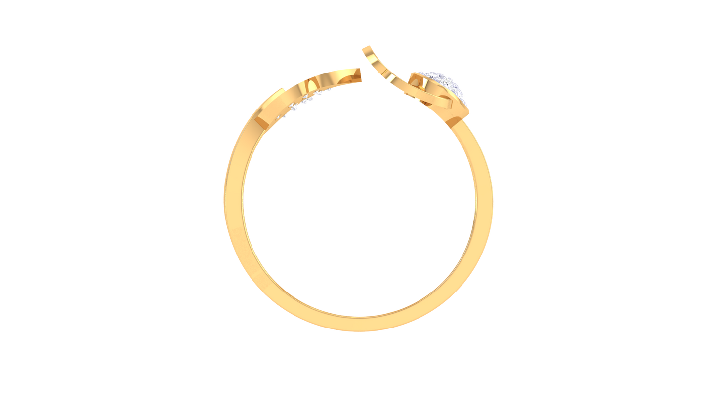 Eclat Fleurous Floral Heart Bypass Ring In Rose Gold – 0.25 Ct Round Diamond