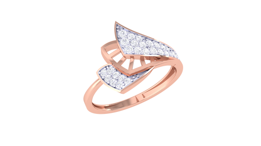 Eclat Golden Leaf Whisper Ring – 0.26 Ct Round Diamonds