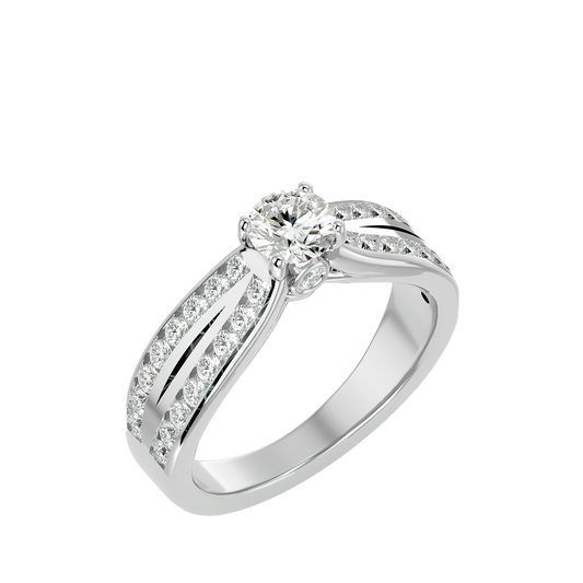 Lumière Beautiful Halo - 1.1 Ct Round Diamond Gold Ring