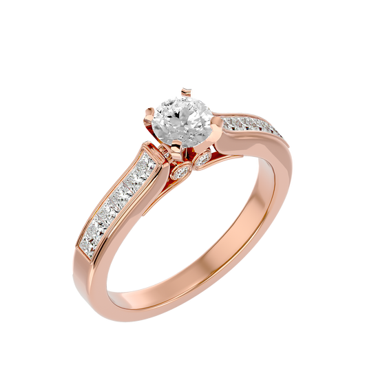 Lumière Beautiful Halo - 1.52 Ct Round Diamond Gold Ring