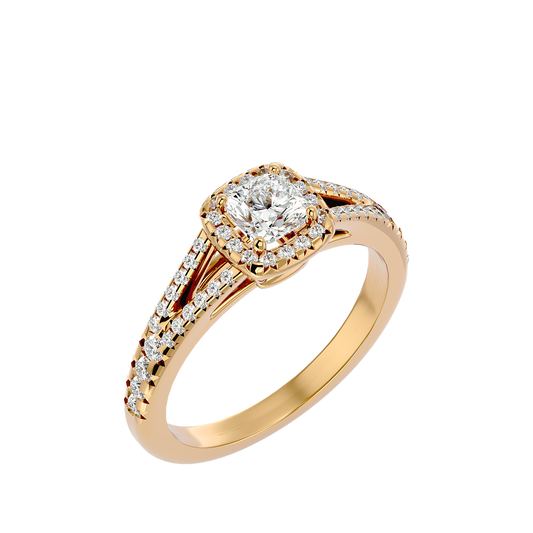 Lumière Beautiful Light Band- 0.98 Ct Round Diamond Gold Ring