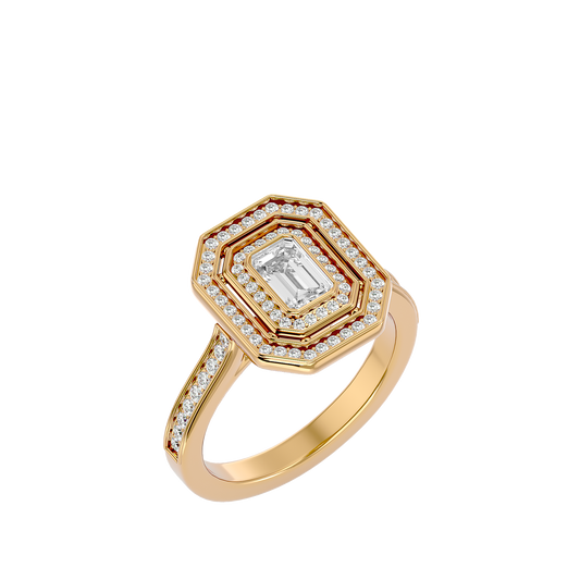 Lumière Beautiful Light Band- 0.91 Ct Round Diamond Gold Ring