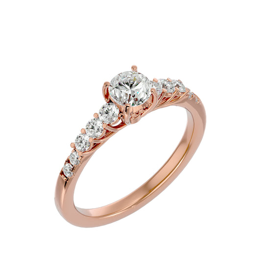 Iconique Beautiful Solitaire Band- 1.39 Ct Round Diamond Gold Ring