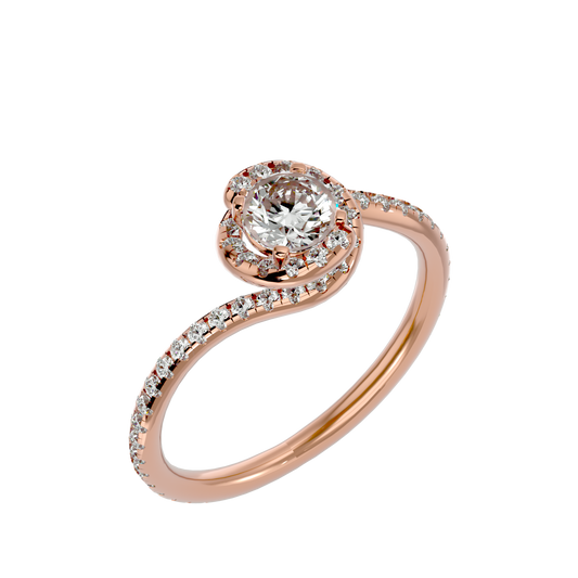 Iconique Beautiful Solitaire Band- 0.97 Ct Round Diamond Gold Ring