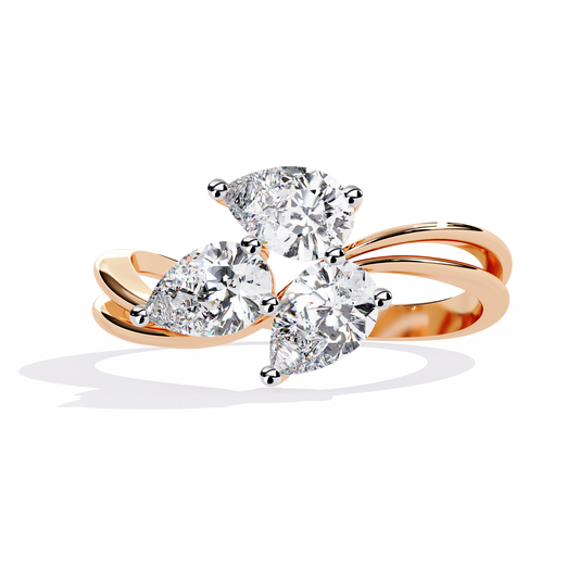 The "Trillium Cluster" Pear Diamond Swirl Ring In Gold - 1.06 Ct