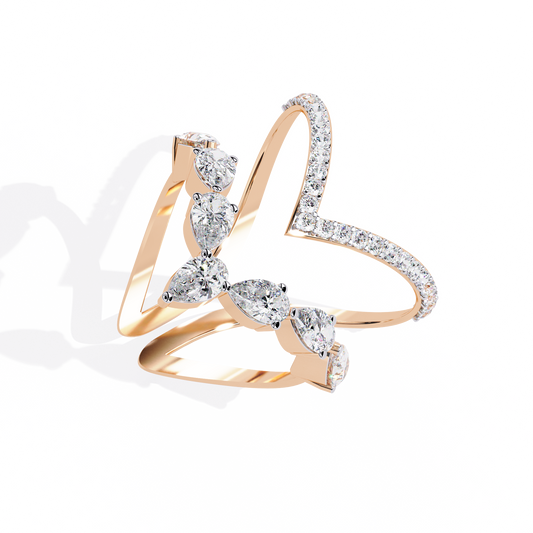 The Apex Statement: Diamond V-Shape Crown Ring in Yellow Gold - 1.42 Ct