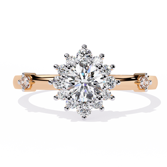 The Vintage Aurora Halo: (0.55 CTW) Round-Cut Diamond Ring In Solid Gold