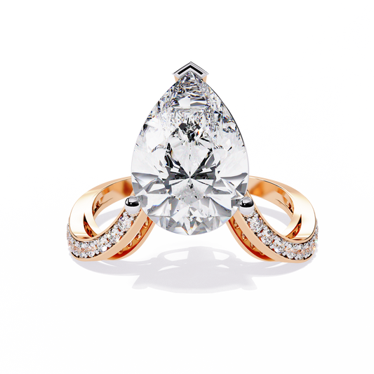 The Pear-Shaped Solitaire Diamond Ring with Pave Set Accent Stones - 5.00 Ct