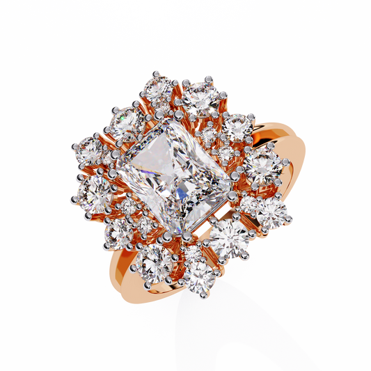 The Regency Bloom Radiant Diamond Ring In Gold - 4.46 Ct