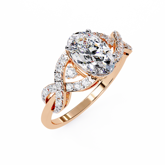 "Celestial Embrace" Oval Diamond Engagement Ring In Gold - 1.80 Ct