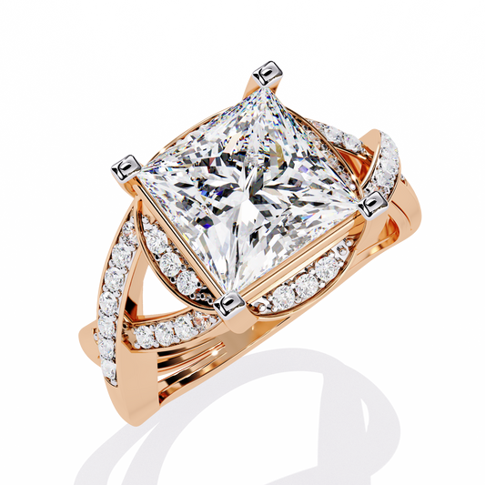 The Intertwined Princess Diamond Ring In Gold - 3.47 Ct
