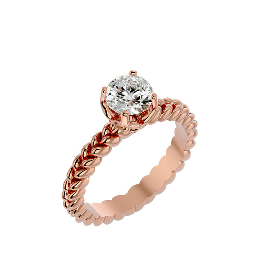 Iconique Blossom Glow Golden Band - 0.98 Ct Round Diamond Solitaire Ring