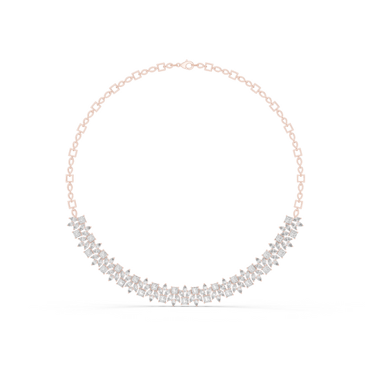 23.22ctw Solid Gold Multi-Cut Princess & Marquise Diamond Cluster Choker