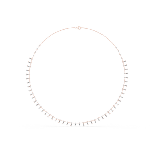 6.35ctw Yellow Gold Pear Cut Diamond Fringe Drop Choker Necklace