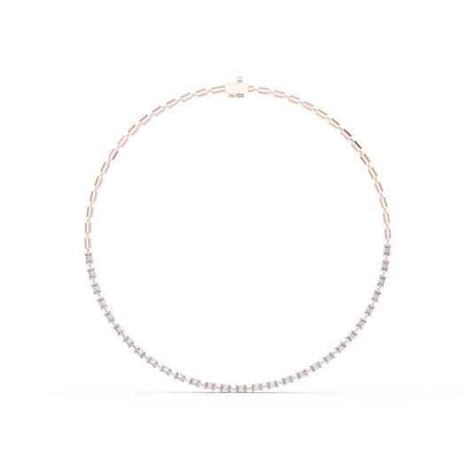 Yellow Gold Emerald Cut Diamond Tennis Choker Necklace 3.35ctw