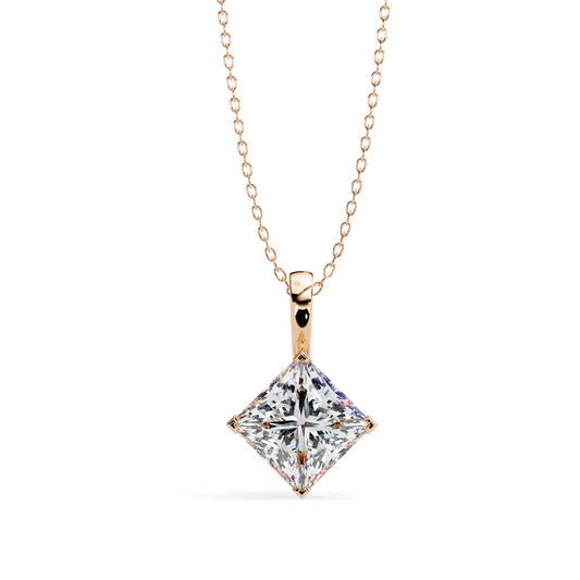 "The Prism: Kite-Set Princess Solitaire Pendant"- 2.87ct Diamonds