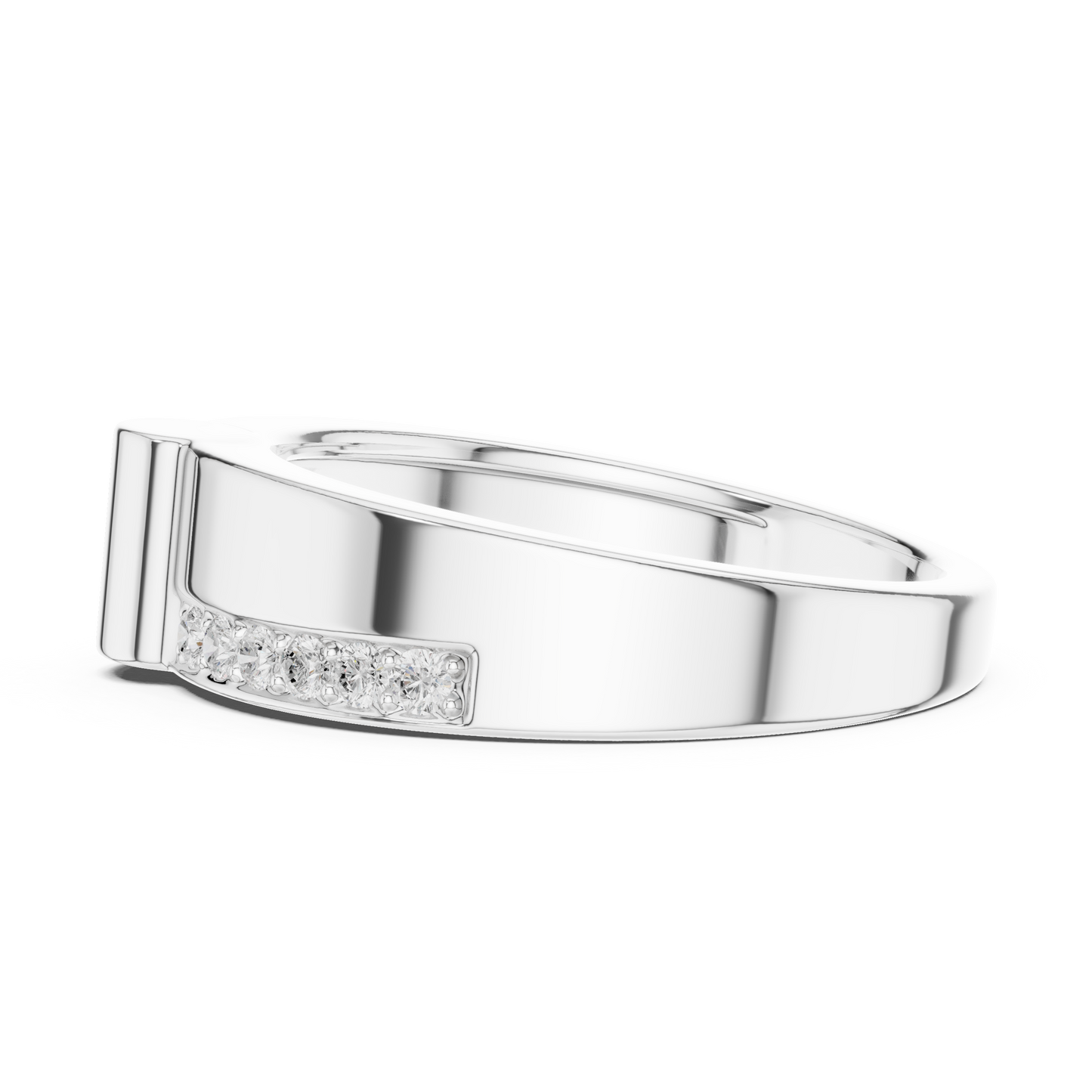 Yellow Gold Minimalist Cylinder Ring - 0.18CTW Round Diamonds