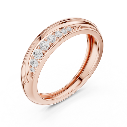 0.14ct Men's Modern Sculptural Curved Diamond Band in Yellow Gold