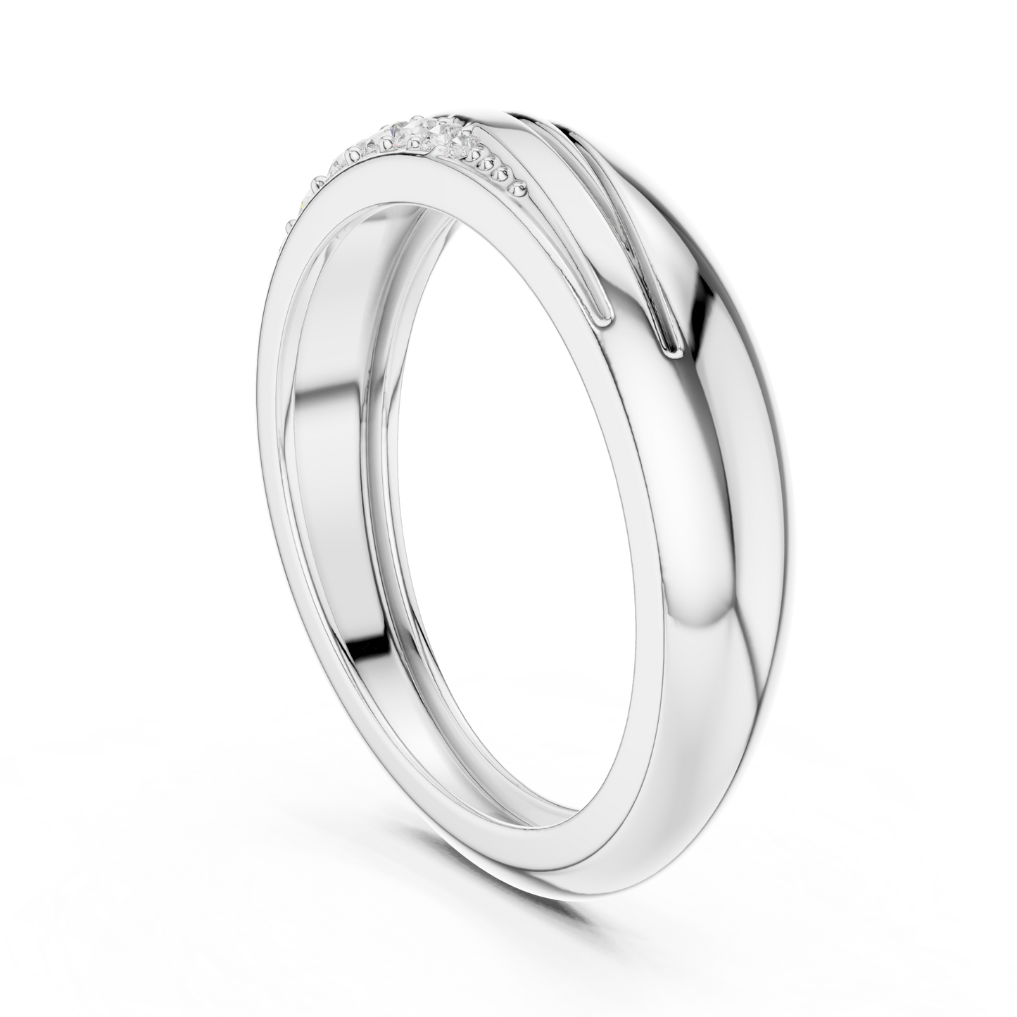 0.14ct Men's Modern Sculptural Curved Diamond Band in Yellow Gold