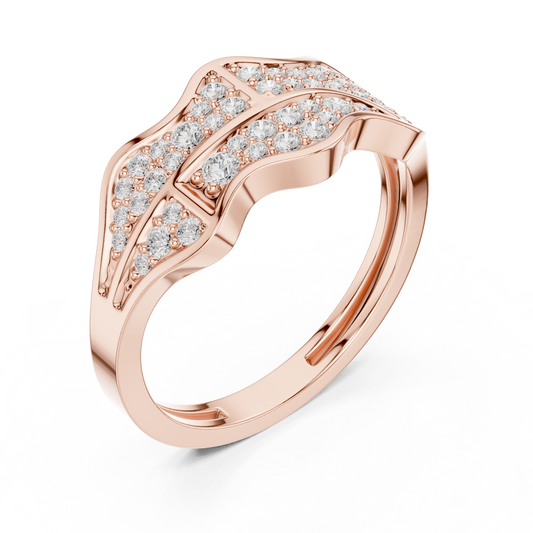 0.43ct Round Diamond Wave Cluster Ring in Yellow Gold