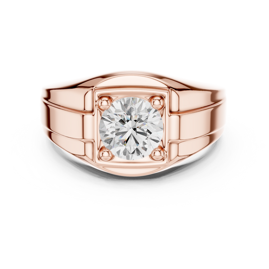 1.1ct Round Solitaire Diamond Men's Ring in Yellow Gold