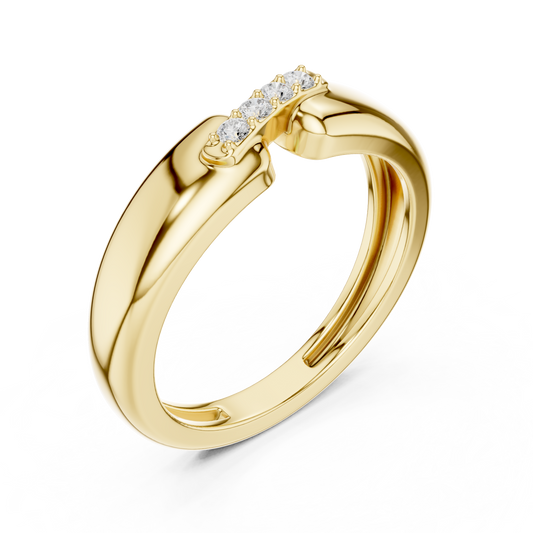 Yellow Gold Round Diamond Bezel Solitaire Ring 0.07CTW