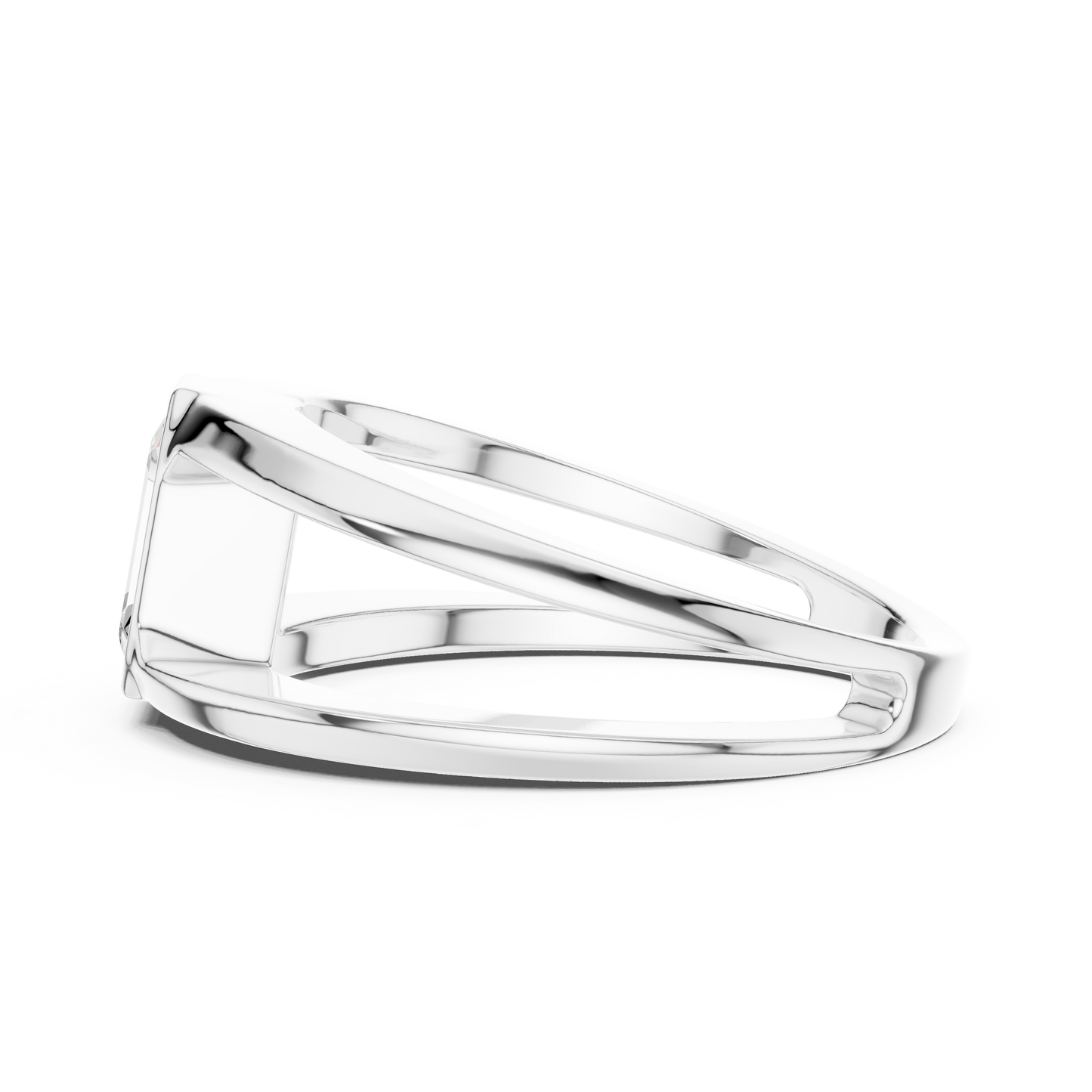 1ct Modern Emerald-Cut Diamond Split-Shank Bezel Ring in Yellow Gold