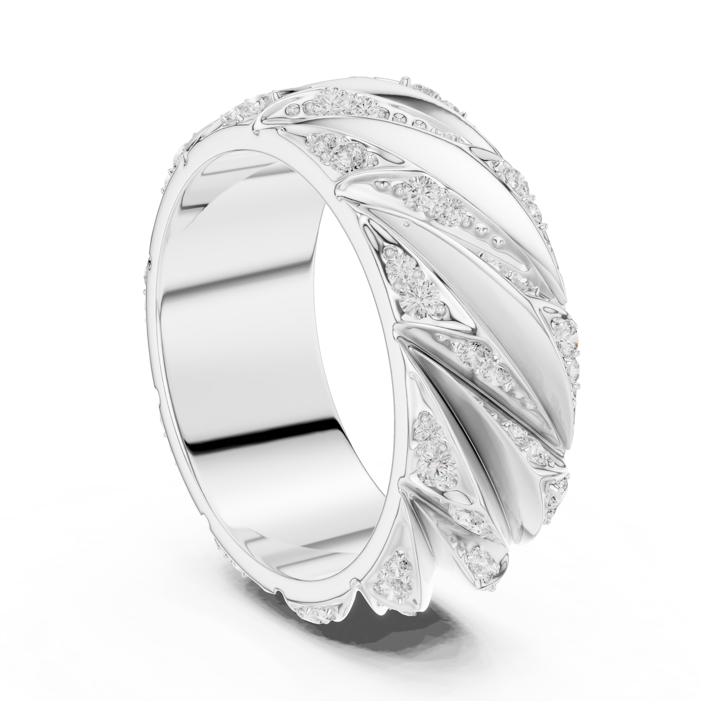 Yellow Gold Twisted Cable Diamond Band | 0.63CTW Fluted Statement Ring