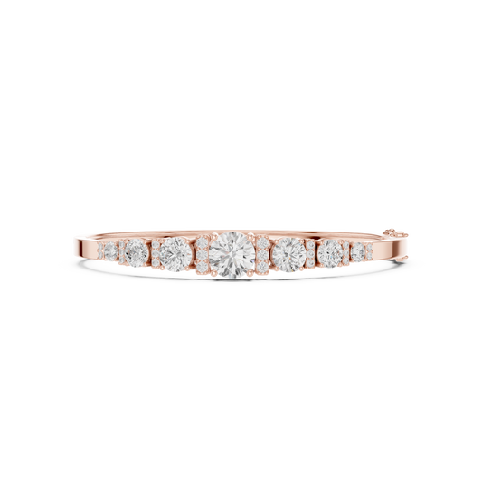 5.14CTW Round Cut Diamond Graduated Bangle Bracelet - Yellow Gold