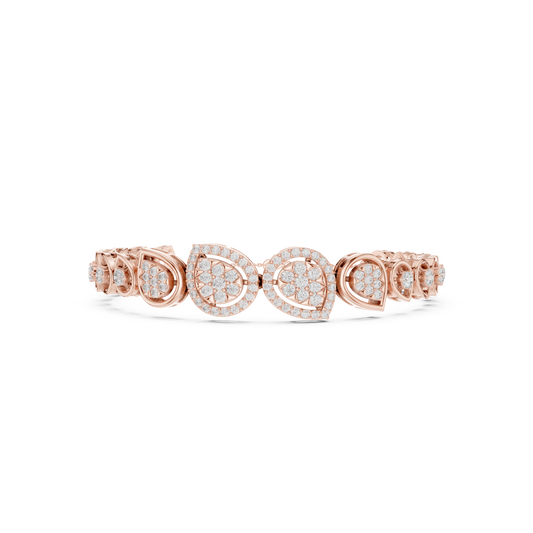1.73CTW Pear Shape Diamond Halo Cluster Link Bracelet - Yellow Gold