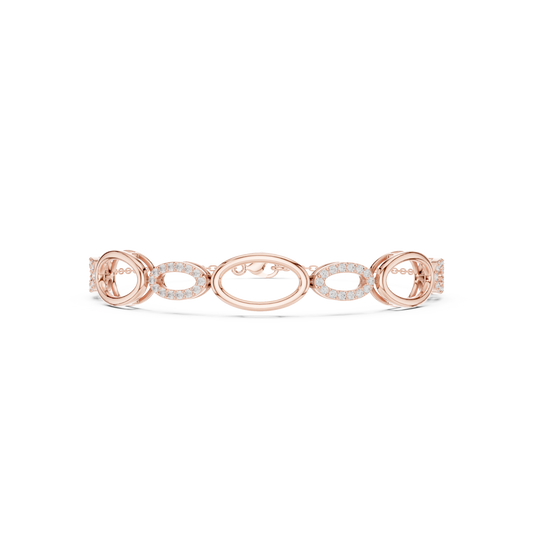 0.58 Carat Interlocking Oval Diamond Link Bracelet - Yellow Gold Geometric