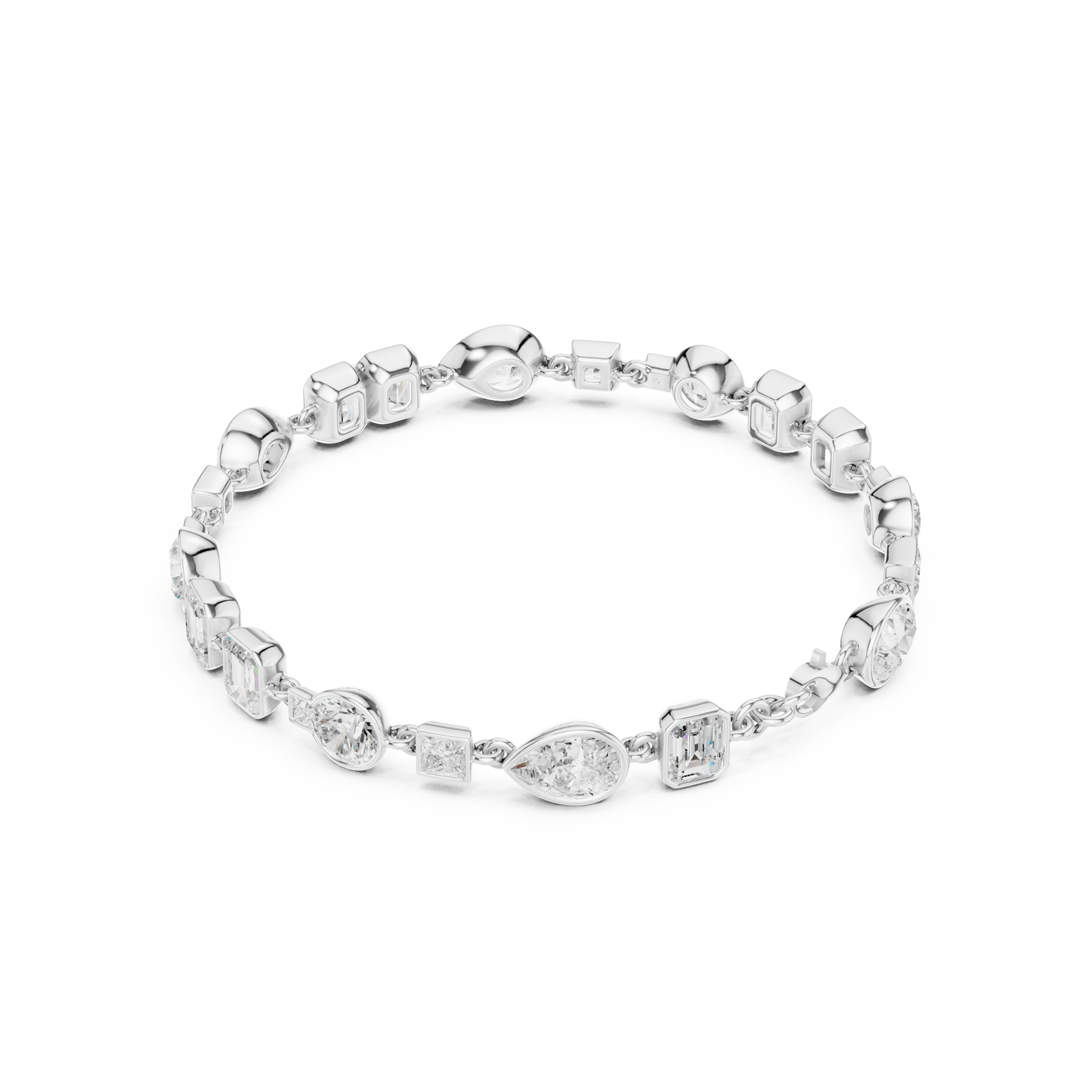 9.03CTW Multi-Shape Bezel Mixed Cut Diamond Link Bracelet - Yellow Gold