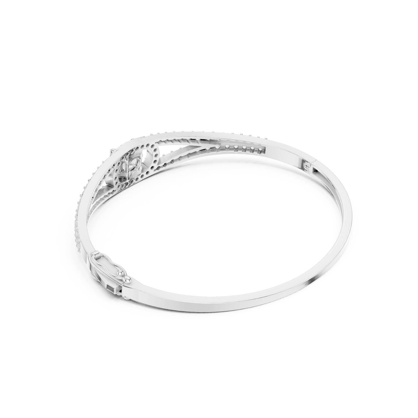 3.02CTW Round Diamond Solitaire Halo Hinged Bangle - Yellow Gold (Copy)