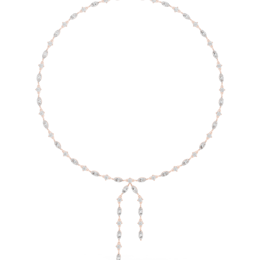 10.43ctwSolid Gold Marquise Diamond Lariat Y Necklace | Luxury Drop Choker
