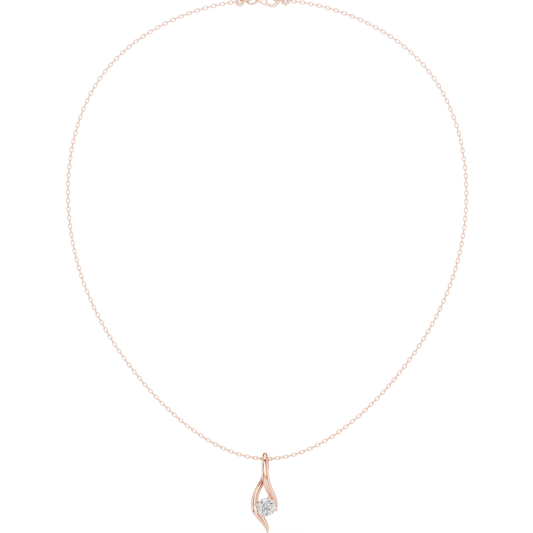 0.5ctw Solid Gold Round Cut Diamond Twist Solitaire Pendant
