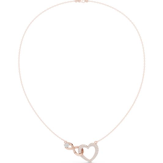 0.88ctw Solid Gold Pave Diamond Infinity Heart Pendant
