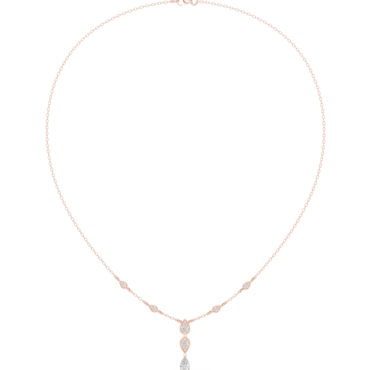 0.64ctw Gold Pear Cut Diamond Bezel Y-Necklace Lariat Drop Chain