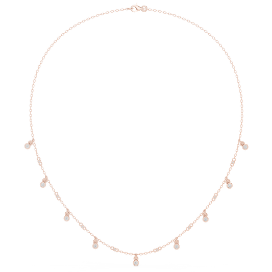 0.36ctw Solid Gold Bezel Round Solitaire Charm Dangle Choker Necklace