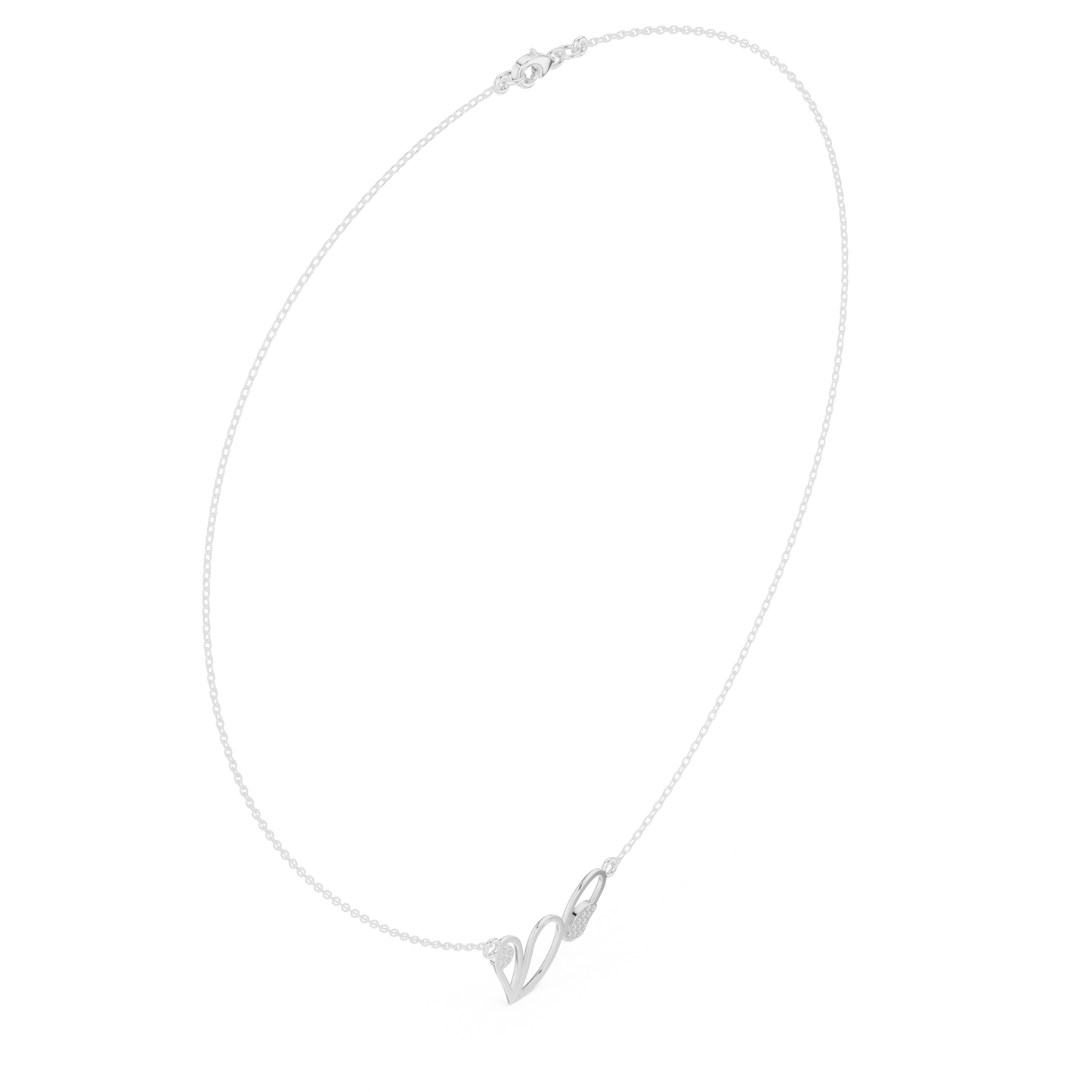 0.09ctw Solid Gold Abstract Cursive Loop Pendant Diamond Accent Necklace