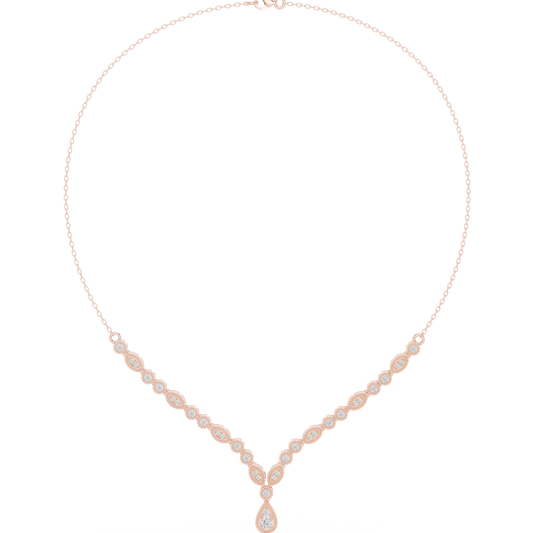 1.14ctw Yellow Gold Vintage Milgrain Marquise Necklace with Pear Drop