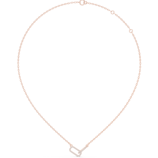 0.3ctw Solid Gold Interlocking Paperclip Link Pendant Diamond Necklace