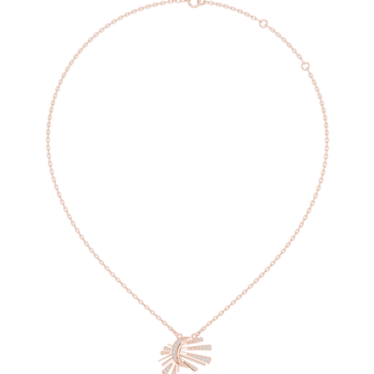 0.30ctw Solid Gold Celestial Sunburst Pendant Art Deco Fan Necklace