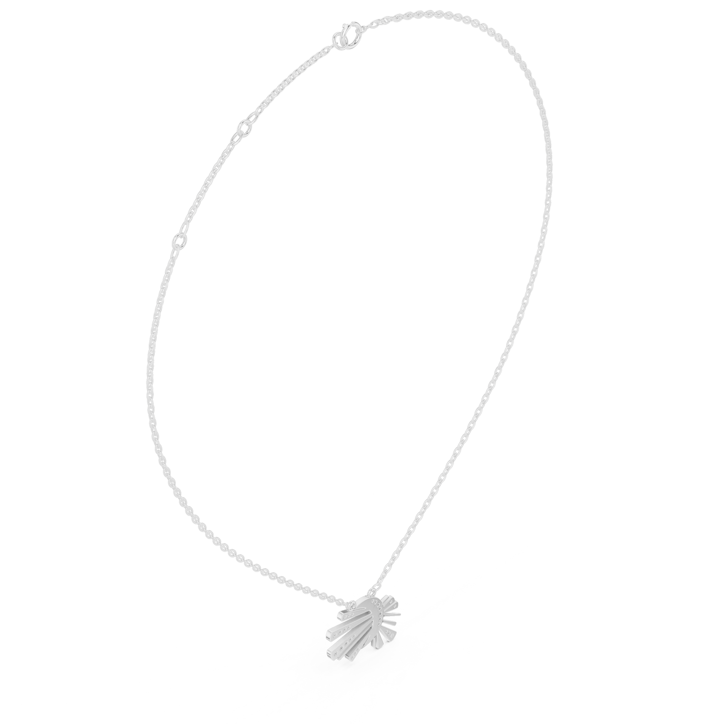 0.30ctw Solid Gold Celestial Sunburst Pendant Art Deco Fan Necklace